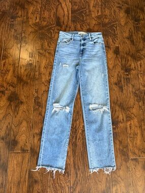 Hidden Light Blue Distressed High-Rise, straight leg Women’s Jeans, size 26